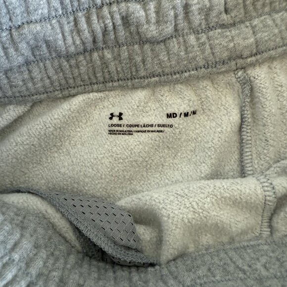 Under Armour Project Rock Fleece Sweat Shorts Drawstring Logo Gray Size M Women - Picture 11 of 13
